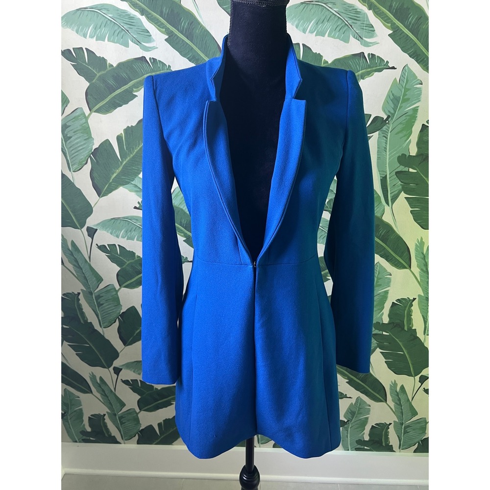 Zara Longline Blazer Women XS Blue - Picture 2 of 10